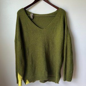 Green drop shoulder sweater